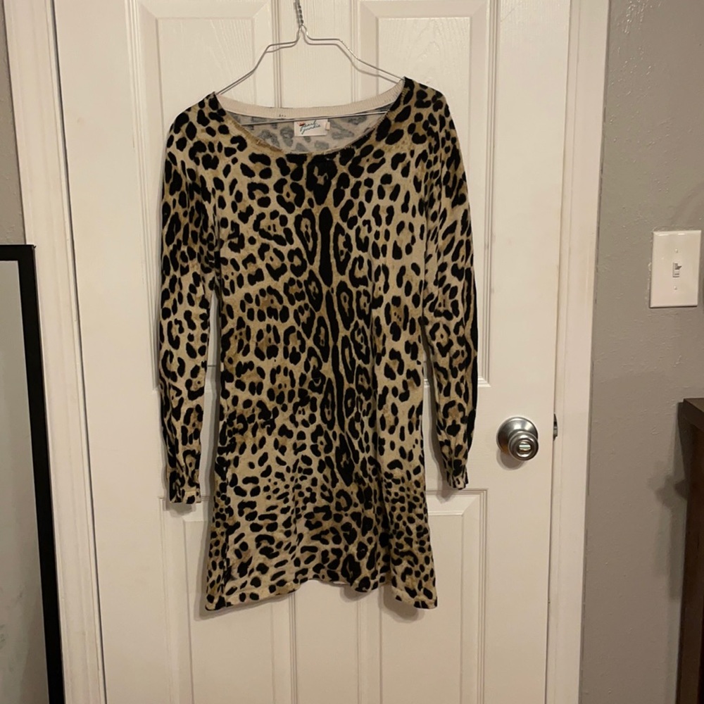 Cheetah print sweater dress small
